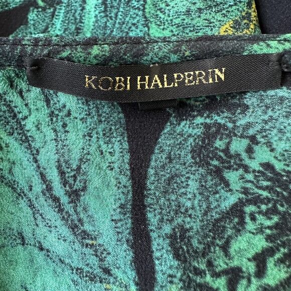 KOBI HALPERIN Yardi Seagreen Leaf Print Silk Blouse Womens Size S Small - Picture 10 of 13